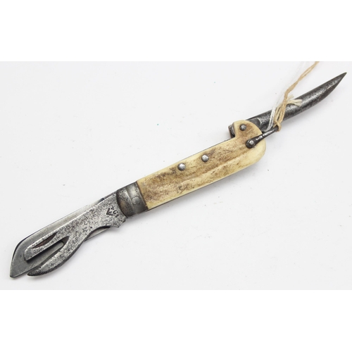 1448 - A rare WW2 period 1940/1 dated British military jack knife with antler scales, made by John (JNO) Bl... 