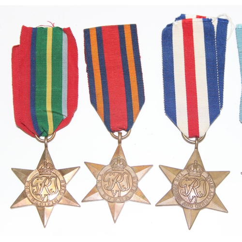 1460 - 6 WW2 star medals to inc Atlantic Star with Air Crew Europe bar, Italy, France & Germany, 1939-1945,... 