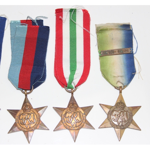 1460 - 6 WW2 star medals to inc Atlantic Star with Air Crew Europe bar, Italy, France & Germany, 1939-1945,... 