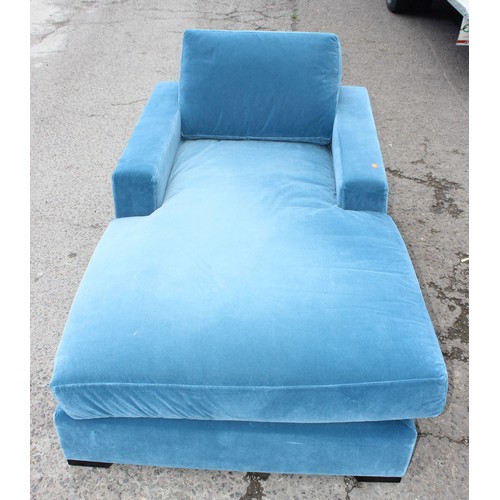 41 - A large modern chaise longue or lounger chain in sapphire blue, approx 180cm long x 100cm wide x 80c... 