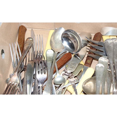 1058 - Qty of assorted antique and later silver plate and other cutlery, approx 3.1kg gross