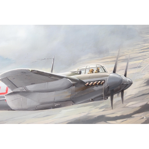 420 - Maurice Gardner (British, b.1926), Oil on board of a WW2 period Mosquito in flight, signed lower lef... 