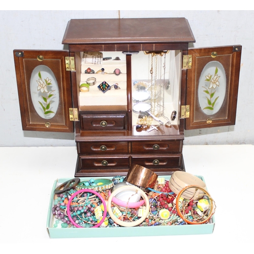 1139 - Qty of costume jewellery and a cabinet style jewellery box/store with contents