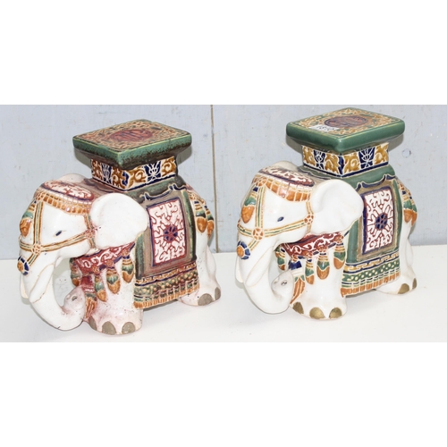 1810 - 2 matched ceramic elephant seat ornaments both approx. 27cm in height