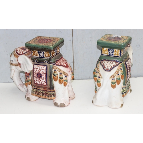 1810 - 2 matched ceramic elephant seat ornaments both approx. 27cm in height