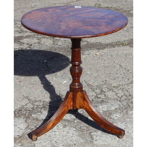 69 - A Georgian tilt top mahogany table with tripod base, approx 62cm wide x 62cm deep x 72cm tall