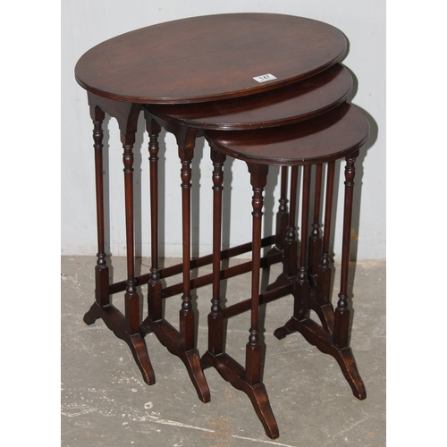 147 - Edwardian oval nest mahogany stacking side tables