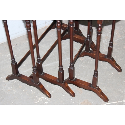 147 - Edwardian oval nest mahogany stacking side tables