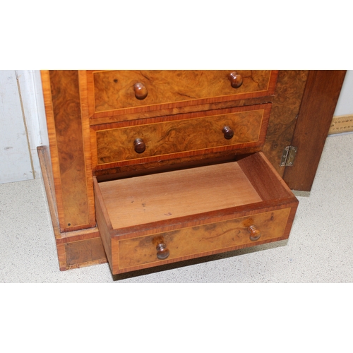 148 - An antique Walnut veneered 6 drawer wellington  table top collectors chest of drawers, approx 40 cm ... 