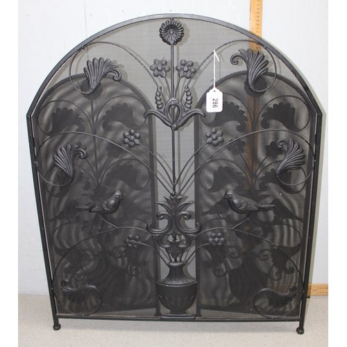 286 - Decorative folding fire place spark guard with bird and floral design approx 130cm x 85cm when opene... 