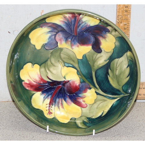 1611 - A large Moorcroft yellow Hibiscus pattern fruit bowl, signed and label verso, approx 27cm in diamete... 