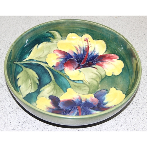 1611 - A large Moorcroft yellow Hibiscus pattern fruit bowl, signed and label verso, approx 27cm in diamete... 