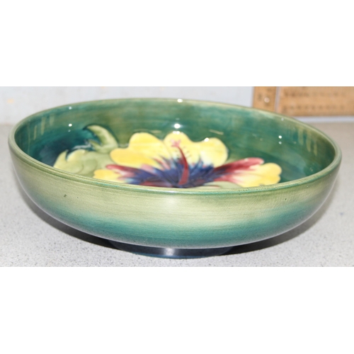 1611 - A large Moorcroft yellow Hibiscus pattern fruit bowl, signed and label verso, approx 27cm in diamete... 