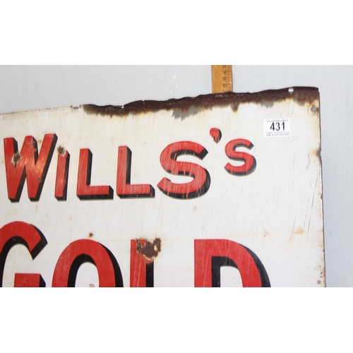 431 - A vintage enamel advertising sign for Wills's Gold Flake, approx 92cm x 62cm