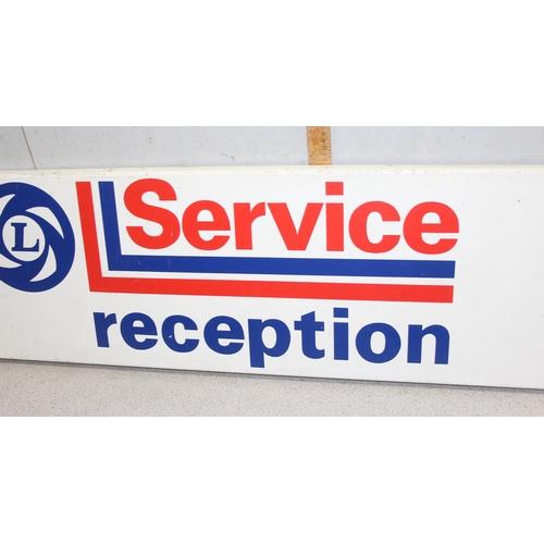 433 - A vintage British Leyland Service Reception aluminium sign, approx 122cm x 31cm