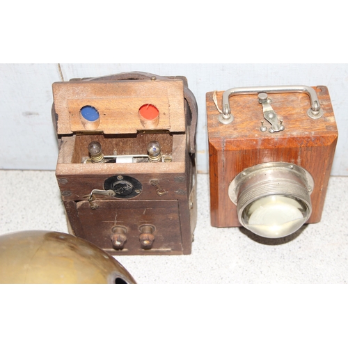 713 - Qty of vintage car lamps and other vintage lamps and other interesting items