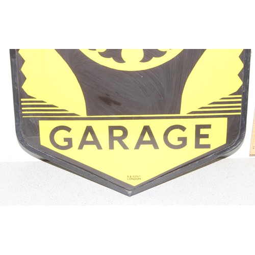 430 - A rare AA Garage double sided enamel sign with wrought iron hanging mount, almost certainly 2 signs ... 