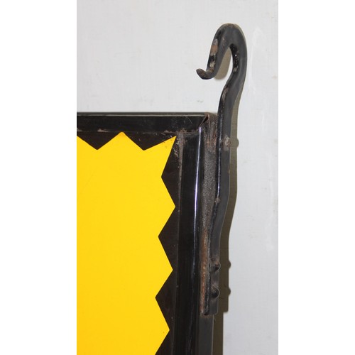 430 - A rare AA Garage double sided enamel sign with wrought iron hanging mount, almost certainly 2 signs ... 