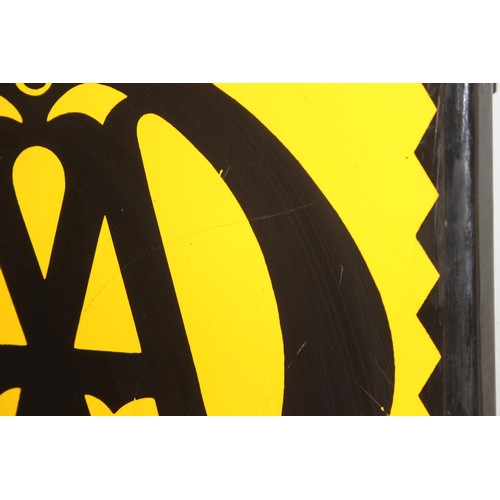 430 - A rare AA Garage double sided enamel sign with wrought iron hanging mount, almost certainly 2 signs ... 