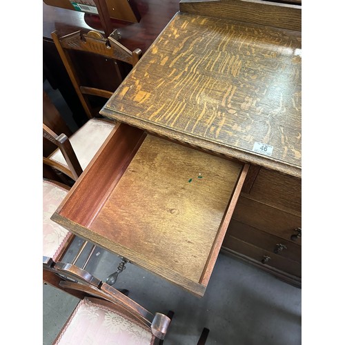 46 - An early 20th century 2 over 3 oak dressing chest of drawers with mirror, approx 80cm wide x 48cm de... 