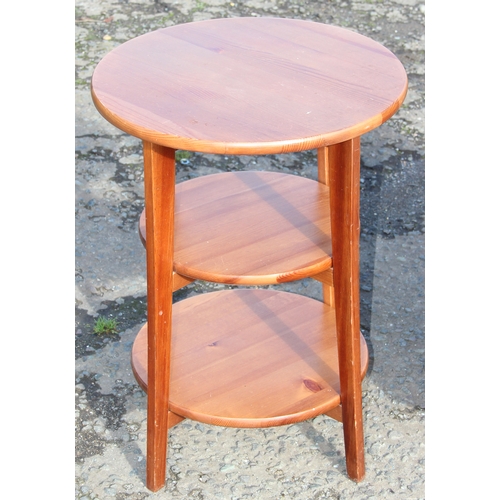 14 - Retro corner unit likely by Nathan (64cm W x 45cm D x 76cm H) and a 3-tiered round table