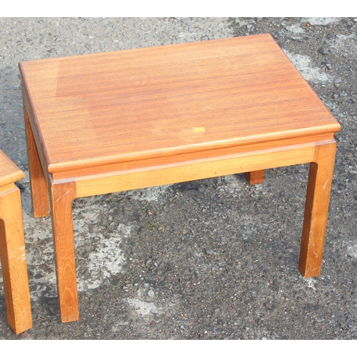 13 - 2 mid-century lightwood coffee tables, approx 58cm W x 41cm D x 41cm H