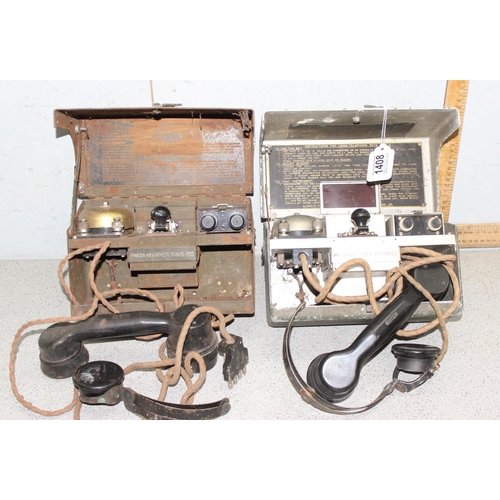 1408 - 2 vintage military field telephone sets