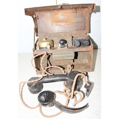 1408 - 2 vintage military field telephone sets