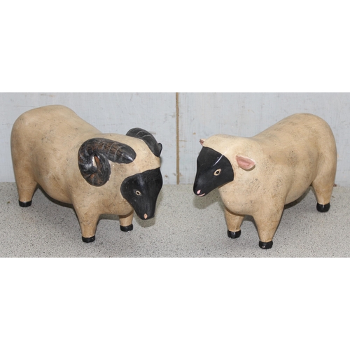 1738 - 2 hand painted models of an Ewe and Ram