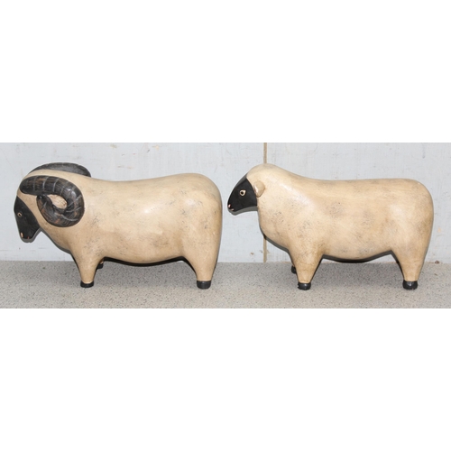 1738 - 2 hand painted models of an Ewe and Ram