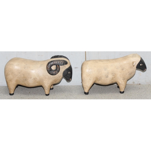 1738 - 2 hand painted models of an Ewe and Ram