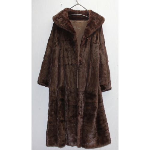 206 - Vintage knee-length brown fur ladies coat from Harrods