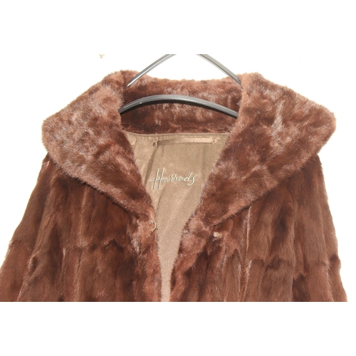 206 - Vintage knee-length brown fur ladies coat from Harrods