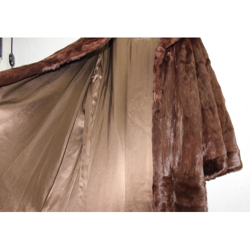 206 - Vintage knee-length brown fur ladies coat from Harrods