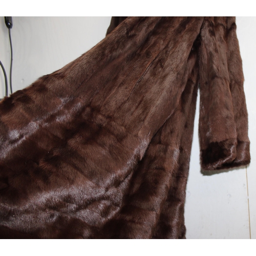 206 - Vintage knee-length brown fur ladies coat from Harrods