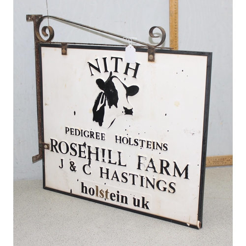 426 - Double-sided wooden reproduction wall hanging sign for Nith - Pedigree Holsteins, approx 62cm x 63cm