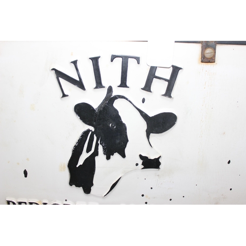 426 - Double-sided wooden reproduction wall hanging sign for Nith - Pedigree Holsteins, approx 62cm x 63cm