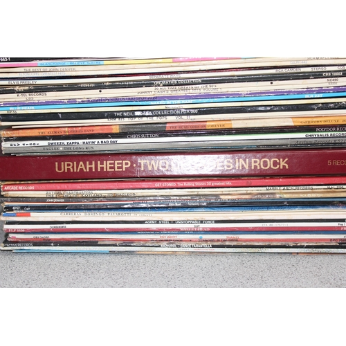 605 - Qty of LPs to include Uriah Heep, The Rolling Stones, The Beatles and Elton John