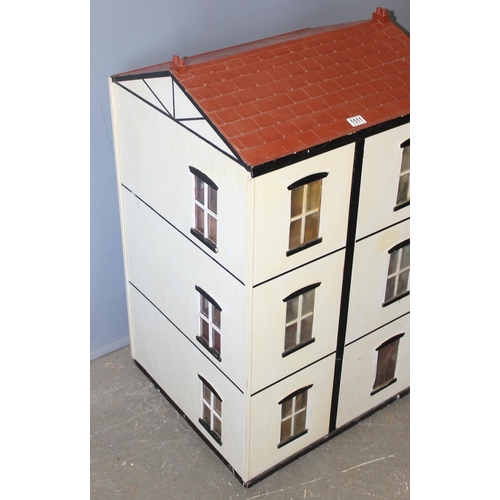 1511 - A large vintage wooden dolls house with a large qty of furniture and accessories, approx 64cm wide x... 