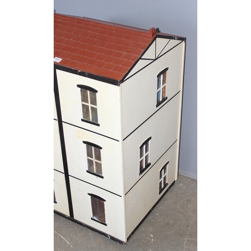 1511 - A large vintage wooden dolls house with a large qty of furniture and accessories, approx 64cm wide x... 