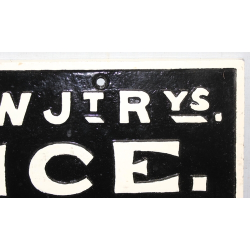 712 - An original Great Western and London North Western Railway Joint cast iron sign 