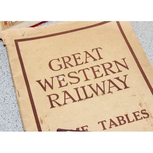 725 - Qty of antique and later railway related ephemera to incl banquet schedule and menu, GWR ledger book... 