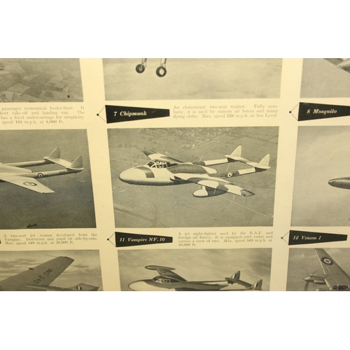 731 - Framed print of Lyon's Tea Chart of World Famous De Haviland Aircraft, approx 68cm x 56cm