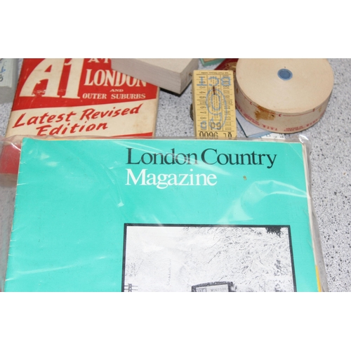 733 - London Transport bus destination & number blinds (2), transfer, lookout arm plate bus tickets, timet... 