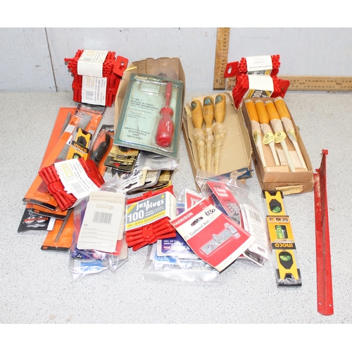 811 - Qty of new old stock to incl Sorby and Kangaroo Brand chisels, wall plugs, fuses etc