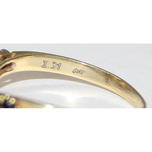 2386 - 14ct gold wishbone ring set with various small coloured stone, marked 585 and XRF confirmed, approx ... 