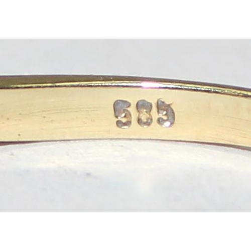 2386 - 14ct gold wishbone ring set with various small coloured stone, marked 585 and XRF confirmed, approx ... 