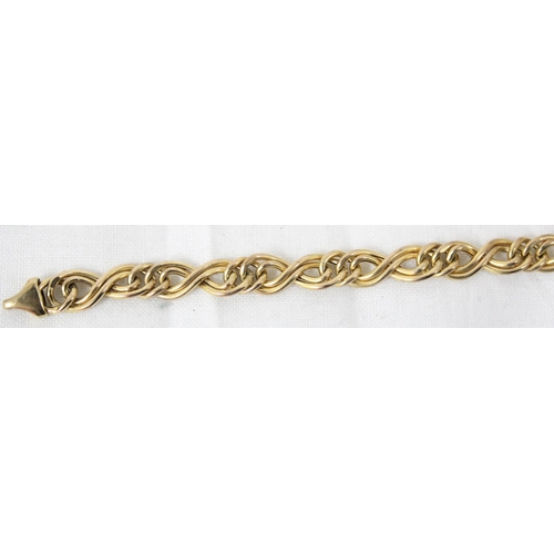 2400 - An unusual Italian 9ct gold bracelet with twisted double links, marked to clasp and XRF confirmed, a... 