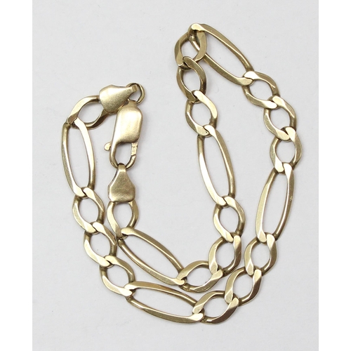 2401 - An Italian 9ct gold flattened kerb chain bracelet, approx 20cm long, approx 7.09g gross