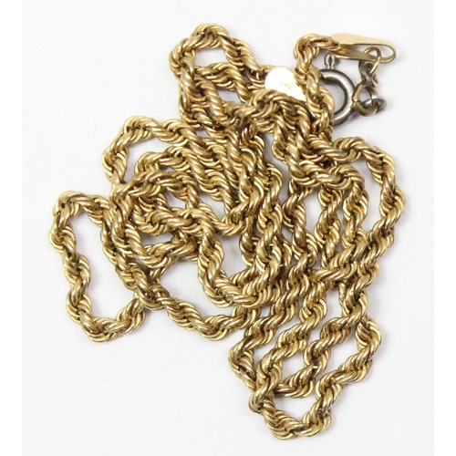 2414 - 9ct gold rope twist necklace, approx 48cm long, approx 3.26g gross